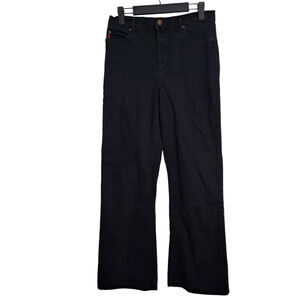NYDJ Women Black Tummy Tuck Wide Leg Stretch Mid High Rise Effortless Jeans Sz 8